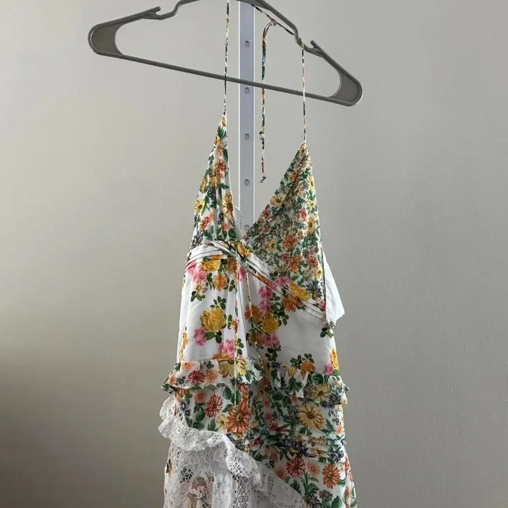 White and multi colored floral dress